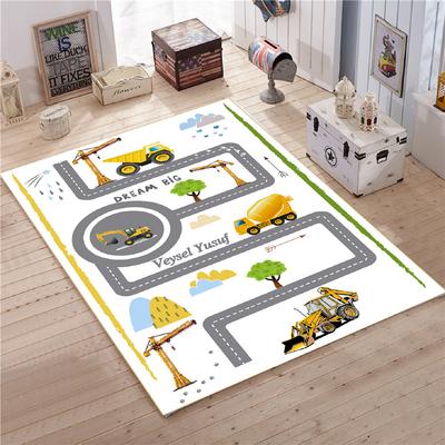 İş makineleri desenli  çocuk halısı