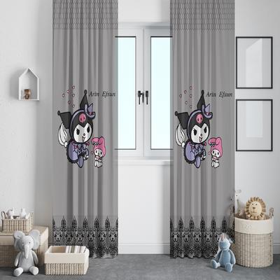 Kuromi dantel desenli bebek ve çocuk odası fon perdesi