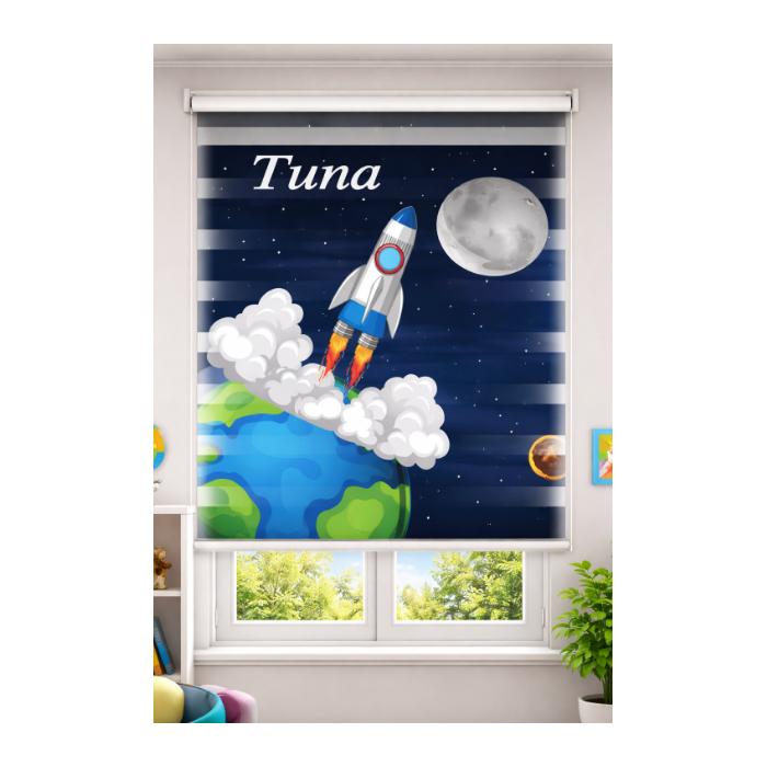 SPACE ROCKET ÇOCUK ODASI ZEBRA STOR PERDE