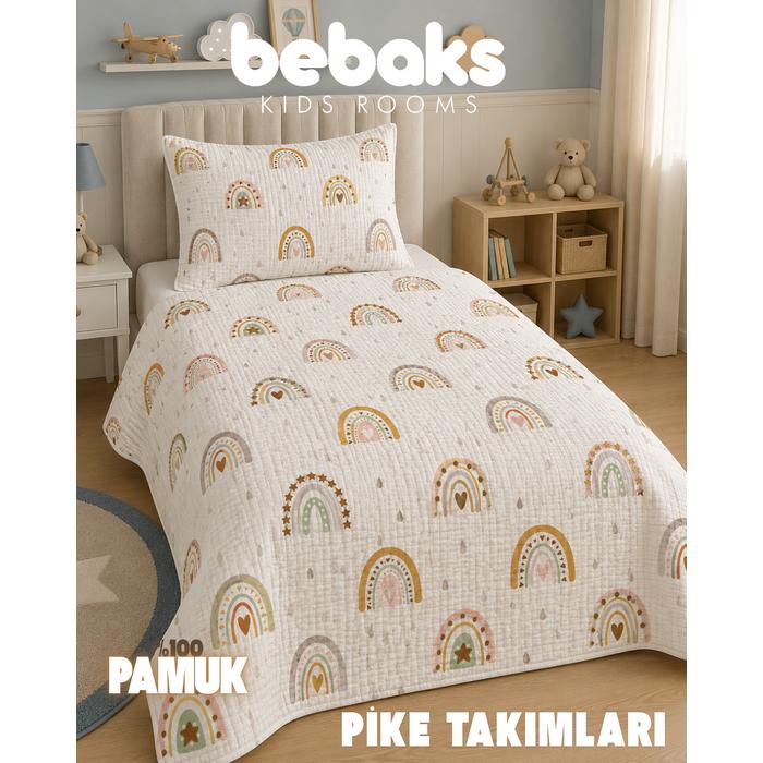 UNİCORN GÖKKUŞAĞI DESENLİ PİKE TAKIMI