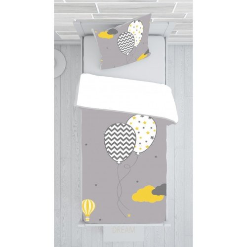 Bebaks balon desenli yatak örtüsü ve yastığı